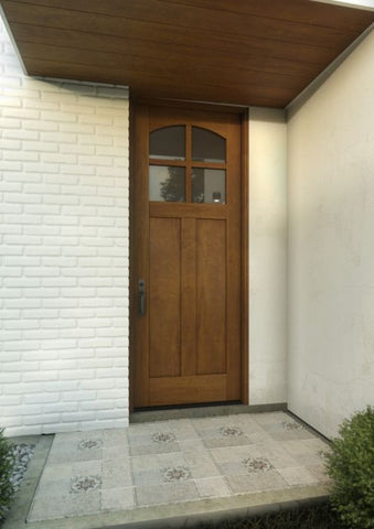 WDMA 34x78 Door (2ft10in by 6ft6in) Interior Swing Mahogany 4 Arch Lite Shaker Craftsman 2 Panel Exterior or Single Door 1
