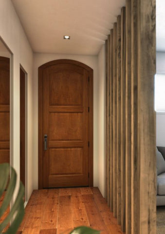 WDMA 34x80 Door (2ft10in by 6ft8in) Exterior Swing Mahogany 3 Panel Arch Top Solid or Interior Single Door 1