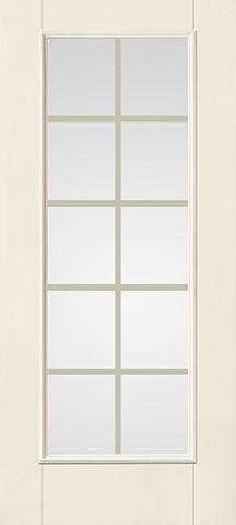 WDMA 34x80 Door (2ft10in by 6ft8in) French Smooth fiberglass Impact Door 6ft8in Full Lite With Stile Lines GBG Flat White 1
