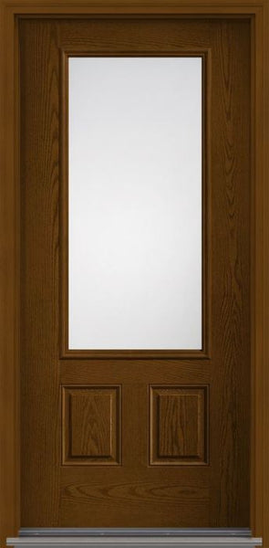 WDMA 34x80 Door (2ft10in by 6ft8in) French Oak Low-E 3/4 Lite 2 Panel Fiberglass Single Exterior Door 1