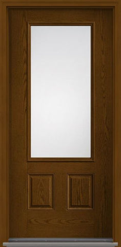 WDMA 34x80 Door (2ft10in by 6ft8in) French Oak Low-E 3/4 Lite 2 Panel Fiberglass Single Exterior Door 1