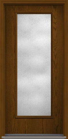 WDMA 34x80 Door (2ft10in by 6ft8in) French Oak Rainglass Full Lite Flush Fiberglass Single Exterior Door 1
