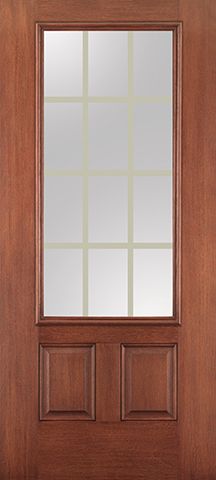 WDMA 34x80 Door (2ft10in by 6ft8in) French Mahogany Fiberglass Impact Door 3/4 Lite 6ft8in GBG Flat White Low-E 1