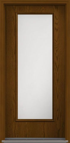 WDMA 34x80 Door (2ft10in by 6ft8in) French Oak Satin Etch Full Lite Flush Fiberglass Single Exterior Door 1