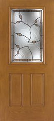 WDMA 34x80 Door (2ft10in by 6ft8in) Exterior Oak Fiberglass Impact Door 1/2 Lite Avonlea 6ft8in 1