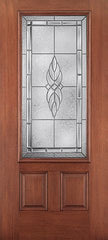 WDMA 34x80 Door (2ft10in by 6ft8in) Exterior Mahogany Fiberglass Impact Door 3/4 Lite 2 Panel Kensington 6ft8in 1