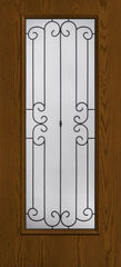 WDMA 34x80 Door (2ft10in by 6ft8in) Exterior Oak Riserva Full Lite W/ Stile Lines Fiberglass Single Door HVHZ Impact 1