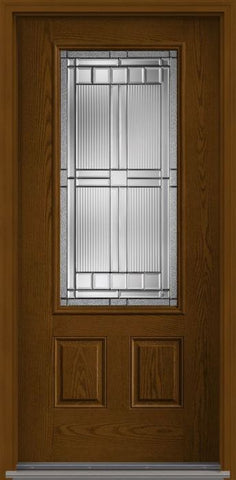 WDMA 34x80 Door (2ft10in by 6ft8in) Exterior Oak Saratoga 3/4 Lite 2 Panel Fiberglass Single Door 1