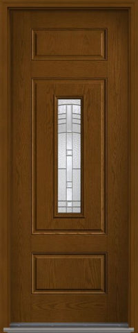 WDMA 34x96 Door (2ft10in by 8ft) Exterior Oak Maple Park 8ft Center Lite 3 Panel Fiberglass Single Door HVHZ Impact 1