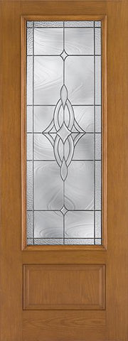 WDMA 34x96 Door (2ft10in by 8ft) Exterior Oak Fiberglass Impact Door 8ft 3/4 Lite Wellesley 2