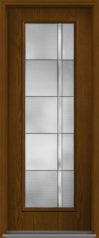 WDMA 34x96 Door (2ft10in by 8ft) Exterior Oak Axis 8ft Full Lite W/ Stile Lines Fiberglass Single Door 1