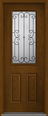 WDMA 34x96 Door (2ft10in by 8ft) Exterior Oak Riserva 8ft Half Lite 2 Panel Fiberglass Single Door HVHZ Impact 1
