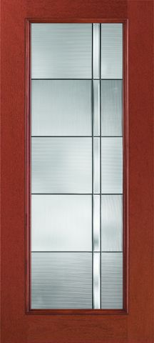 WDMA 34x96 Door (2ft10in by 8ft) Exterior Mahogany Fiberglass Impact Door 8ft Full Lite With Stile Lines Axis 1