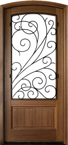 WDMA 36x108 Door (3ft by 9ft) Exterior Mahogany Trinity Impact Single Door/Arch Top w Iron #2 1-3/4 Thick 1