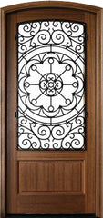 WDMA 36x108 Door (3ft by 9ft) Exterior Mahogany Trinity Impact Single Door/Arch Top w Iron #1 1-3/4 Thick 1