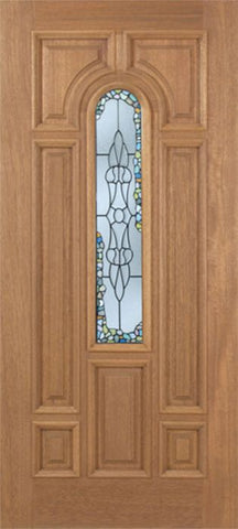 WDMA 36x80 Door (3ft by 6ft8in) Exterior Mahogany Revis Single Door w/ Tiffany Glass - 6ft8in Tall 1