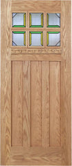 WDMA 36x80 Door (3ft by 6ft8in) Exterior Oak Randall Single Door w/ MO Glass 1