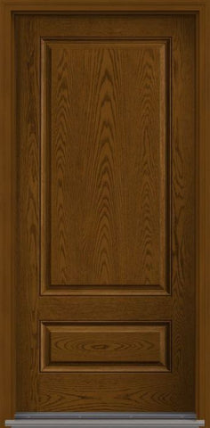 WDMA 36x80 Door (3ft by 6ft8in) Exterior Oak 2 Panel 3/4 Top Fiberglass Single Door HVHZ Impact 1