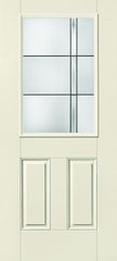WDMA 36x80 Door (3ft by 6ft8in) Exterior Smooth Fiberglass Impact HVHZ Door 1/2 Lite 2 Panel Axis 6ft8in 1