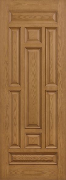 WDMA 36x80 Door (3ft by 6ft8in) Exterior Oak 8ft 9 Panel Classic-Craft Collection Single Door Clear Low-E 1