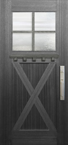 WDMA 36x80 Door (3ft by 6ft8in) Exterior Mahogany 36in x 80in Craftsman 4 Lite SDL X Panel Door 1