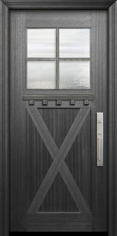WDMA 36x80 Door (3ft by 6ft8in) Exterior Mahogany 36in x 80in Craftsman 4 Lite SDL X Panel Door 2