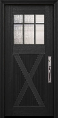 WDMA 36x80 Door (3ft by 6ft8in) Exterior Mahogany 36in x 80in Craftsman Marginal 6 Lite SDL X Panel Door 2