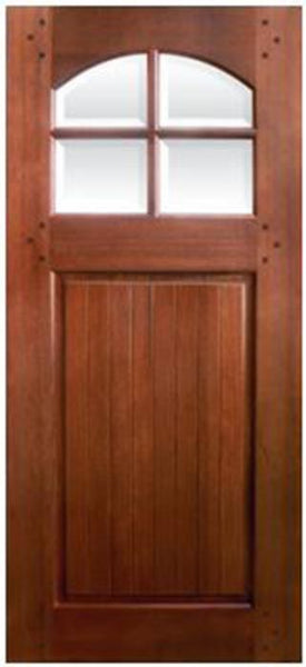 WDMA 36x80 Door (3ft by 6ft8in) Exterior Mahogany 36in x 80in Bungalow 4 Lite SDL 1 Panel Door 1