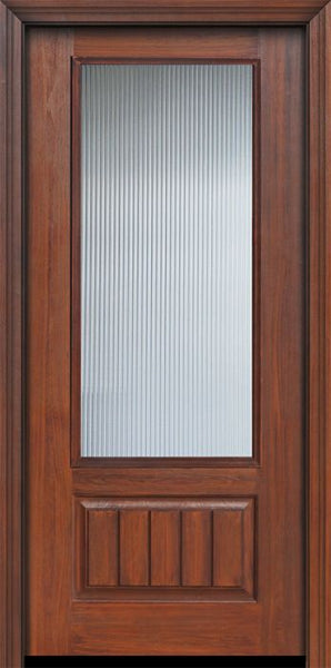 WDMA 36x80 Door (3ft by 6ft8in) French Cherry Pro 80in 3/4 Lite Privacy / Patterns Glass V-Grooved Panel Door 1
