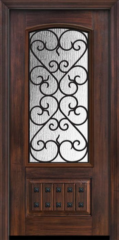 WDMA 36x80 Door (3ft by 6ft8in) Exterior Cherry Pro 80in 1 Panel 3/4 Arch Lite Palermo Door 1