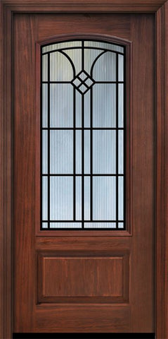 WDMA 36x80 Door (3ft by 6ft8in) Exterior Cherry Pro 80in 1 Panel 3/4 Arch Lite Cantania Door 1
