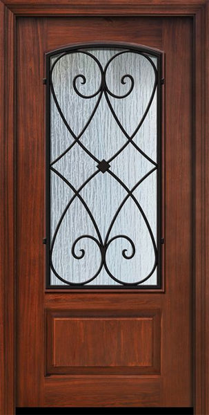 WDMA 36x80 Door (3ft by 6ft8in) Exterior Cherry Pro 80in 1 Panel 3/4 Arch Lite Charleston Door 1