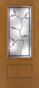 WDMA 36x80 Door (3ft by 6ft8in) Exterior Oak Fiberglass Impact Door 3/4 Lite Avonlea 6ft8in 1