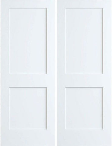 WDMA 36x96 Door (3ft by 8ft) Interior Swing Pine 96in Primed 2 Panel Shaker Double Door | 4102 1