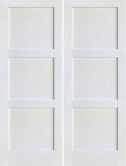 WDMA 36x96 Door (3ft by 8ft) Interior Barn Pine 96in Primed 3 Panel Shaker Double Door | 4103E 1