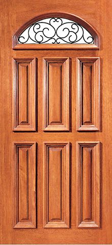 WDMA 36x96 Door (3ft by 8ft) Exterior Mahogany Camber Lite Entry Single Door with DecorativeIronwork 1