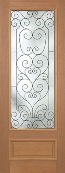 WDMA 36x96 Door (3ft by 8ft) Exterior Mahogany Roma Single Door w/ SM Glass - 8ft Tall 1