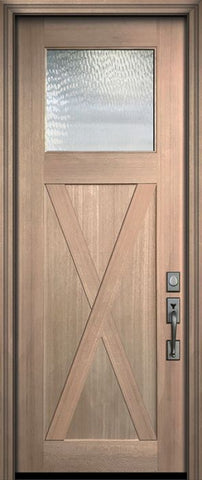 WDMA 36x96 Door (3ft by 8ft) Exterior Mahogany 36in x 96in Craftsman 1 Lite X Panel Door 2
