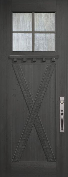 WDMA 36x96 Door (3ft by 8ft) Exterior Mahogany 36in x 96in Craftsman 4 Lite SDL X Panel Door 1