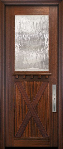 WDMA 36x96 Door (3ft by 8ft) Exterior Mahogany 36in x 96in Craftsman Tall 1 Lite X Panel Door 2