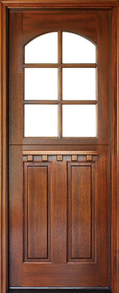 WDMA 36x96 Door (3ft by 8ft) Exterior Swing Mahogany Craftsman 2 Panel Vertical 6 Lite Arched Single Door Dutch Door 1