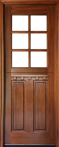 WDMA 36x96 Door (3ft by 8ft) Exterior Swing Mahogany Craftsman 2 Panel Vertical 6 Lite Square Single Door Dutch Door 1