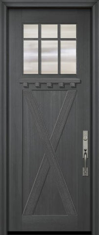 WDMA 36x96 Door (3ft by 8ft) Exterior Mahogany 36in x 96in Craftsman Marginal 6 Lite SDL X Panel Door 2