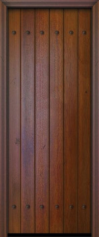 WDMA 36x96 Door (3ft by 8ft) Exterior Swing Mahogany 36in x 96in Square Top Plank Portobello Door with Clavos 1