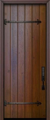 WDMA 36x96 Door (3ft by 8ft) Exterior Swing Mahogany 36in x 96in Square Top Plank Portobello Door with Straps 1