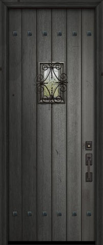 WDMA 36x96 Door (3ft by 8ft) Exterior Swing Mahogany 36in x 96in Square Top Plank Portobello Door with Speakeasy / Clavos 1