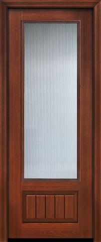 WDMA 36x96 Door (3ft by 8ft) Exterior Cherry Pro 96in 3/4 Lite Privacy / Patterns Glass V-Grooved Panel Door 1