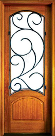 WDMA 36x96 Door (3ft by 8ft) Exterior Swing Mahogany 96in Aberdeen Single Door w Burlwood Iron 1