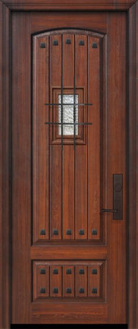 WDMA 36x96 Door (3ft by 8ft) Exterior Cherry Pro 96in 2 Panel Arch V-Groove Door with Speakeasy / Clavos 1