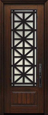 WDMA 36x96 Door (3ft by 8ft) Exterior Cherry Pro 96in 1 Panel 3/4 Lite Contempo Steel Grille Door 1